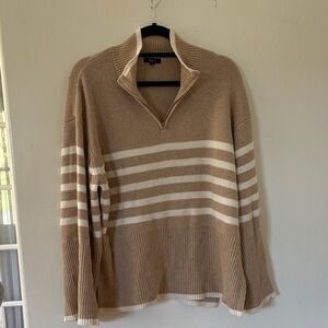 Rails Women's Beige and White Zip-Up Sweater